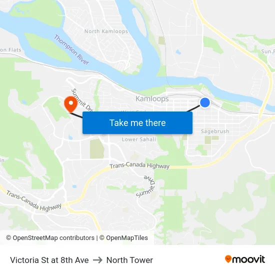 Victoria St at 8th Ave to North Tower map