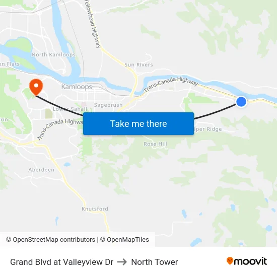 Grand Blvd at Valleyview Dr to North Tower map