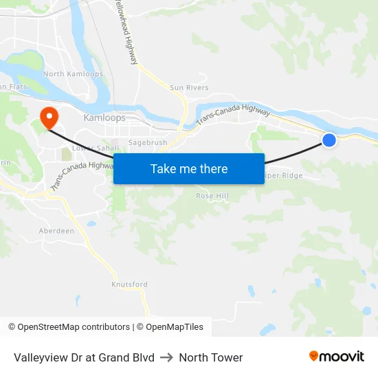 Valleyview Dr at Grand Blvd to North Tower map
