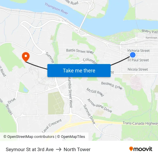 Seymour St at 3rd Ave to North Tower map
