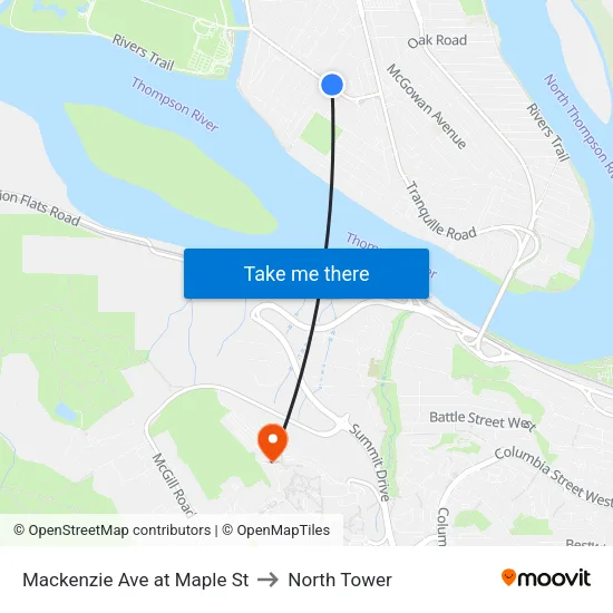 Mackenzie Ave at Maple St to North Tower map