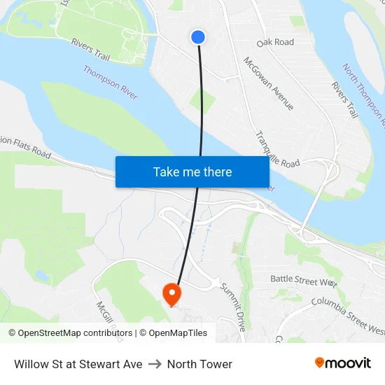 Willow St at Stewart Ave to North Tower map