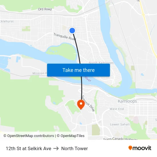 12th St at Selkirk Ave to North Tower map