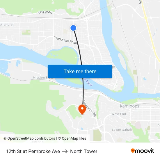 12th St at Pembroke Ave to North Tower map