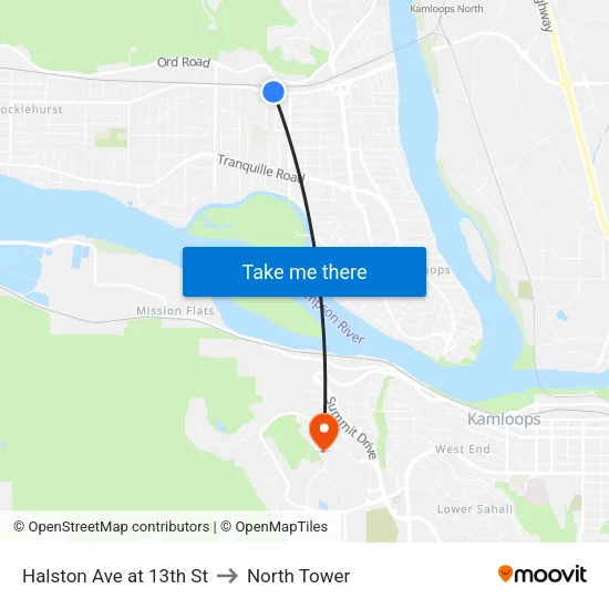 Halston Ave at 13th St to North Tower map