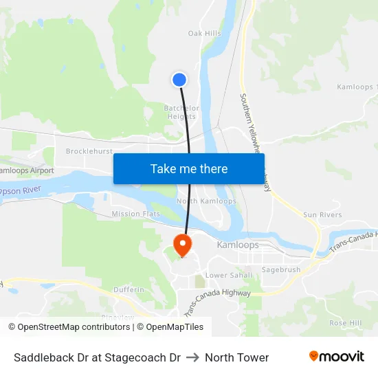 Saddleback Dr at Stagecoach Dr to North Tower map