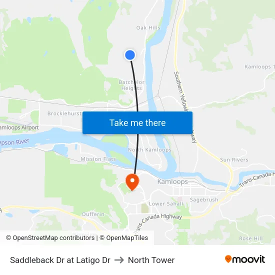Saddleback Dr at Latigo Dr to North Tower map