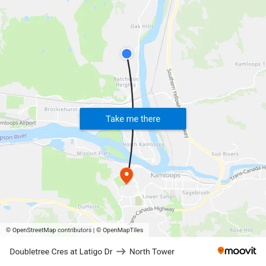 Doubletree Cres at Latigo Dr to North Tower map