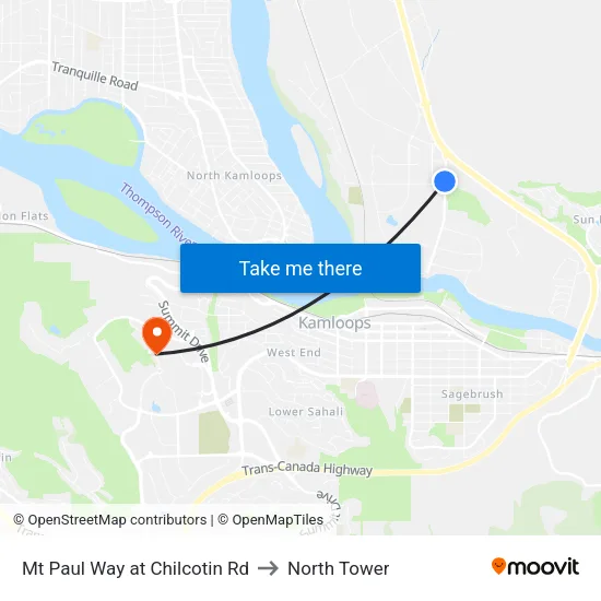 Mt Paul Way at Chilcotin Rd to North Tower map