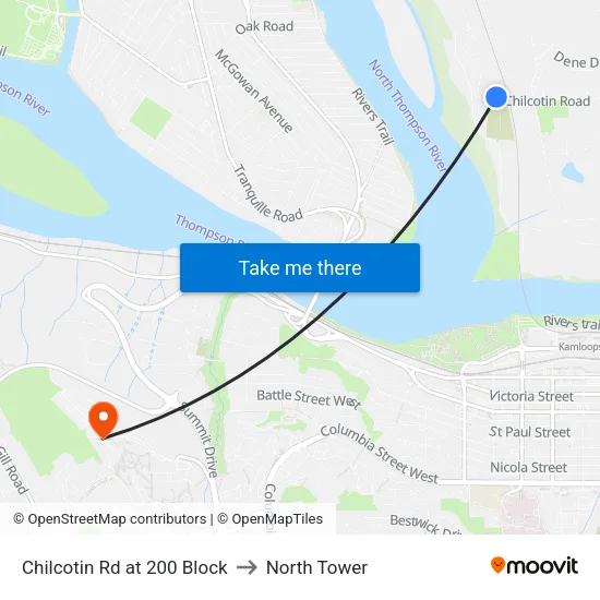 200 Blk Chilcotin Rd to North Tower map