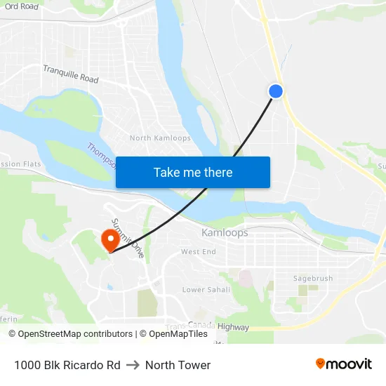 1000 Blk Ricardo Rd to North Tower map