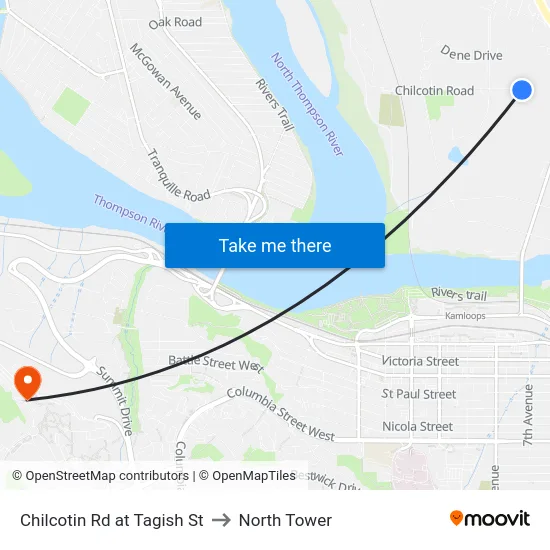 Chilcotin Rd at Tagish St to North Tower map