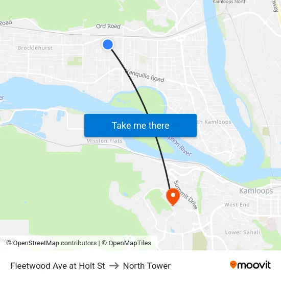 Fleetwood Ave at Holt St to North Tower map