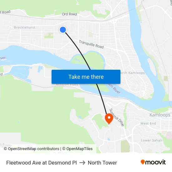 Fleetwood Ave at Desmond Pl to North Tower map