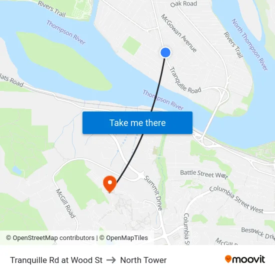 Tranquille Rd at Wood St to North Tower map