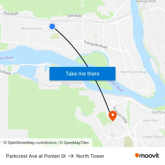 Parkcrest Ave at Ponlen St to North Tower map