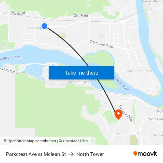 Parkcrest Ave at Mclean St to North Tower map