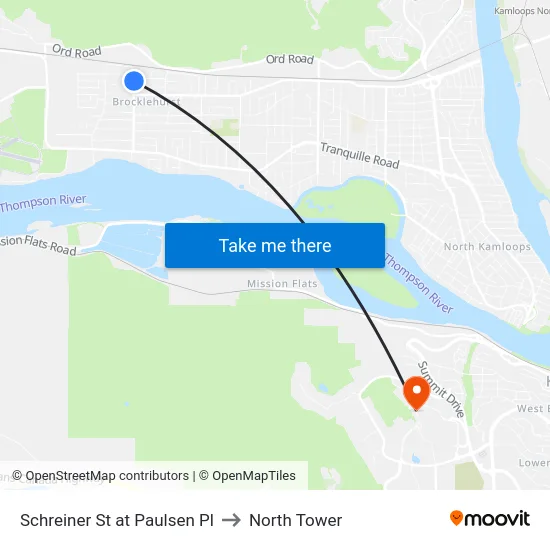 Schreiner St at Paulsen Pl to North Tower map