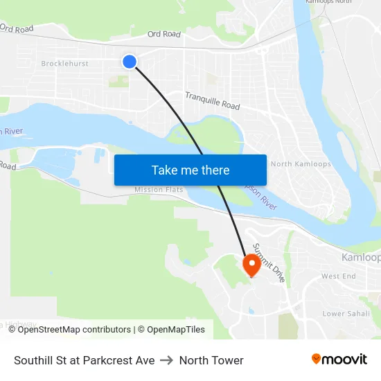 Southill St at Parkcrest Ave to North Tower map