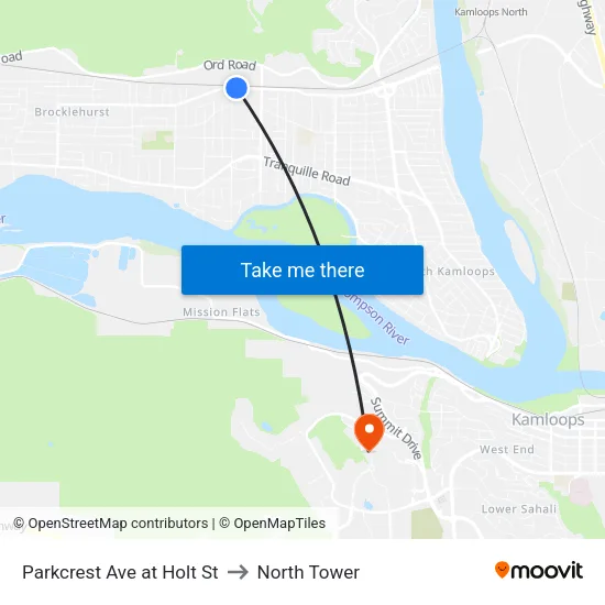 Parkcrest Ave at Holt St to North Tower map