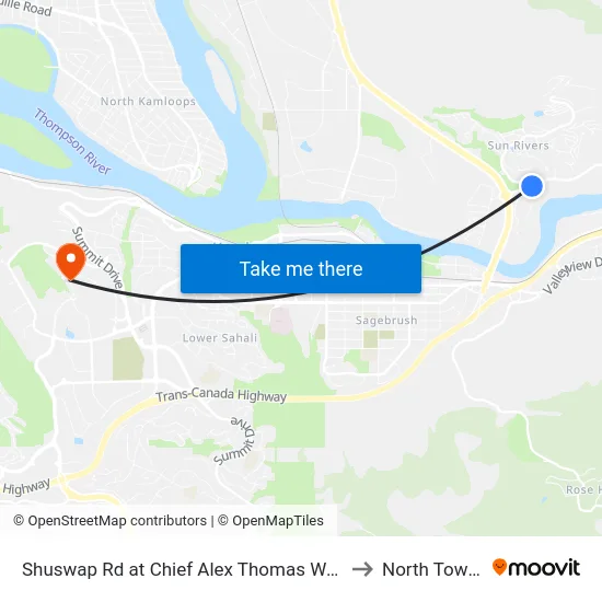 Shuswap Rd at Chief Alex Thomas Way to North Tower map