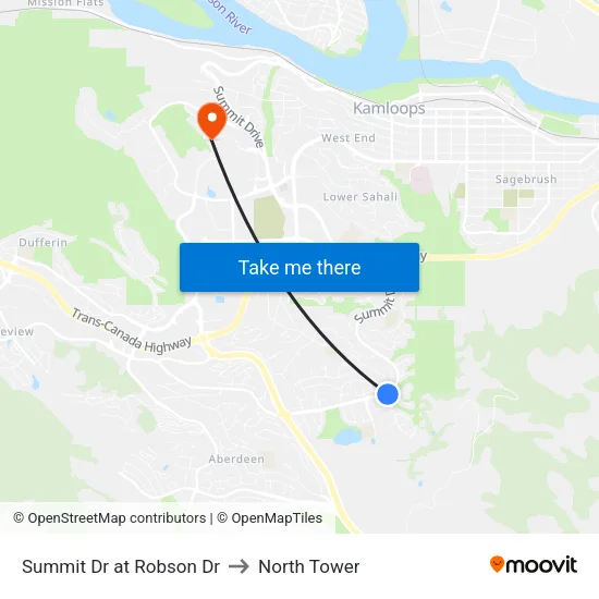 Summit Dr at Robson Dr to North Tower map