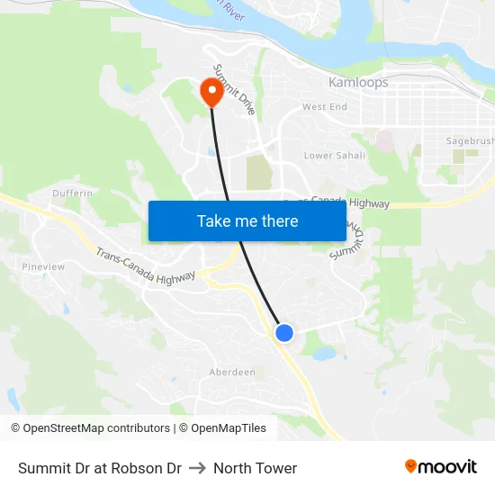 Summit Dr at Robson Dr to North Tower map