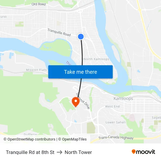 Tranquille Rd at 8th St to North Tower map