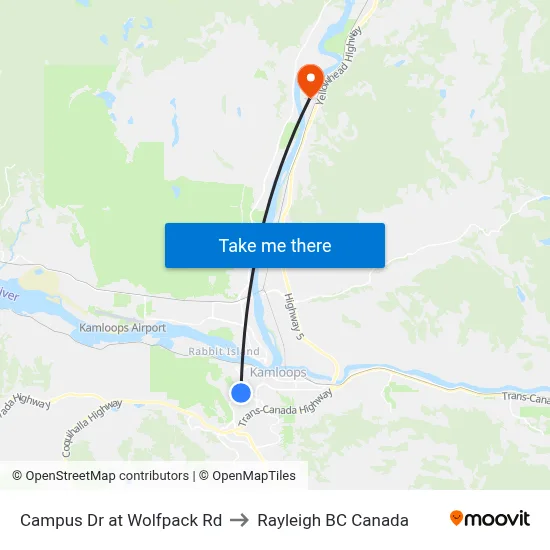 Campus Dr at Wolfpack Rd to Rayleigh BC Canada map