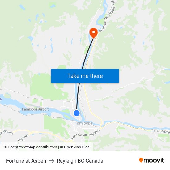 Fortune at Aspen to Rayleigh BC Canada map