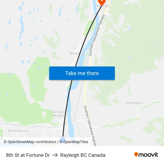 8th St at Fortune Dr to Rayleigh BC Canada map