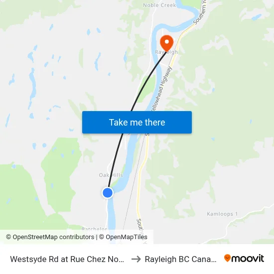Westsyde Rd at Rue Chez Nous to Rayleigh BC Canada map