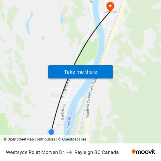 Westsyde Rd at Morven Dr to Rayleigh BC Canada map