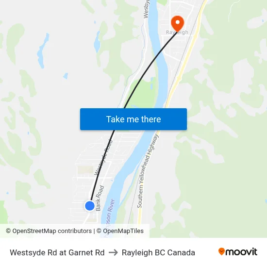 Westsyde Rd at Garnet Rd to Rayleigh BC Canada map