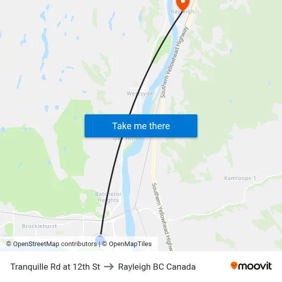 Tranquille Rd at 12th St to Rayleigh BC Canada map