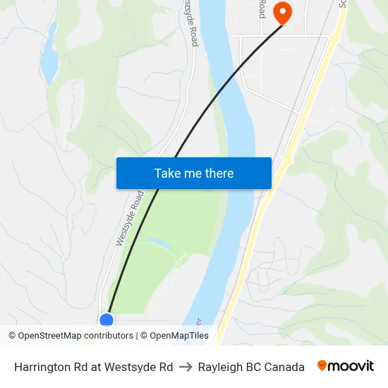 Harrington Rd at Westsyde Rd to Rayleigh BC Canada map
