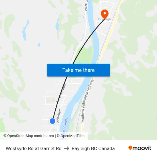 Westsyde Rd at Garnet Rd to Rayleigh BC Canada map