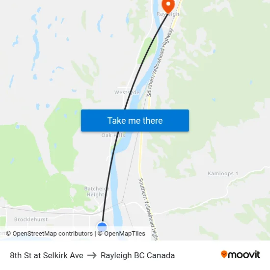 8th St at Selkirk Ave to Rayleigh BC Canada map