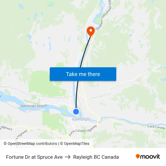 Fortune Dr at Spruce Ave to Rayleigh BC Canada map