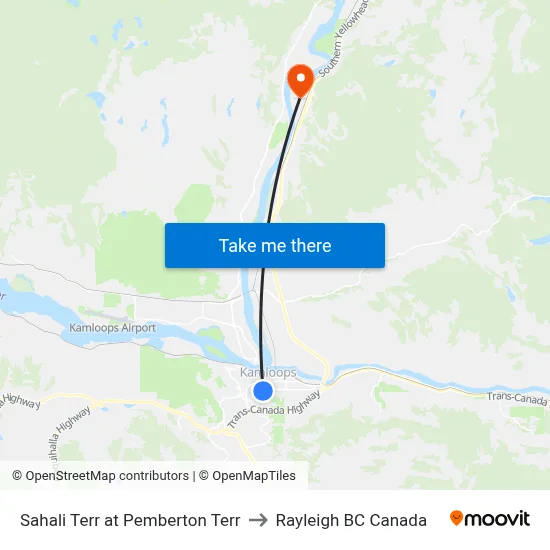 Sahali Terr at Pemberton Terr to Rayleigh BC Canada map