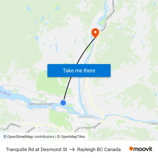 Tranquille Rd at Desmond St to Rayleigh BC Canada map