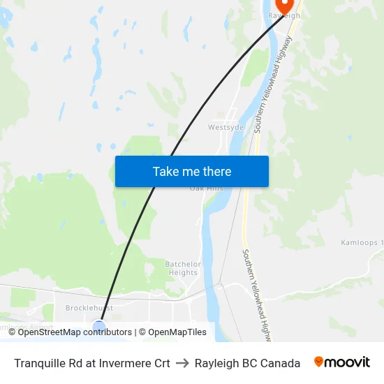 Tranquille Rd at Invermere Crt to Rayleigh BC Canada map