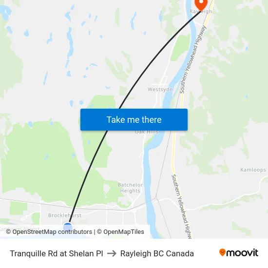 Tranquille Rd at Shelan Pl to Rayleigh BC Canada map
