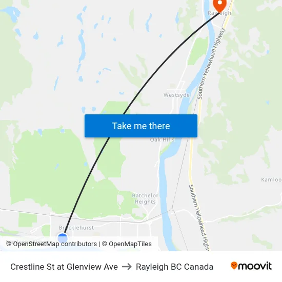 Crestline St at Glenview Ave to Rayleigh BC Canada map