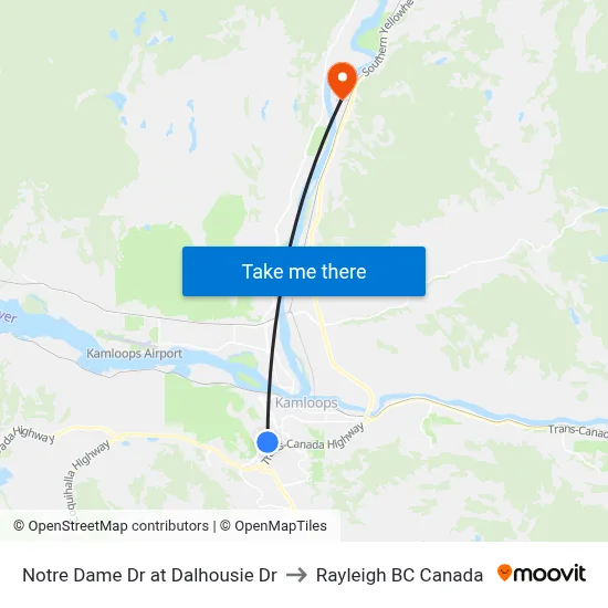 Notre Dame Dr at Dalhousie Dr to Rayleigh BC Canada map