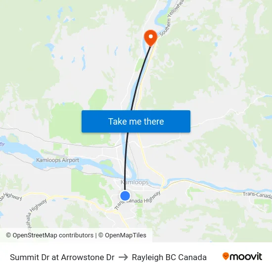 Summit Dr at Arrowstone Dr to Rayleigh BC Canada map