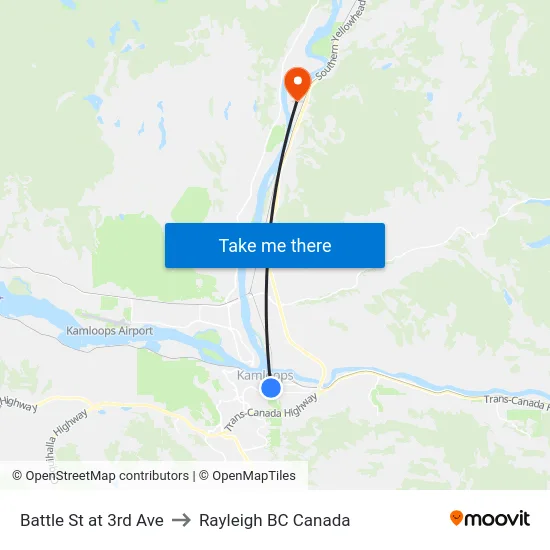 Battle St at 3rd Ave to Rayleigh BC Canada map