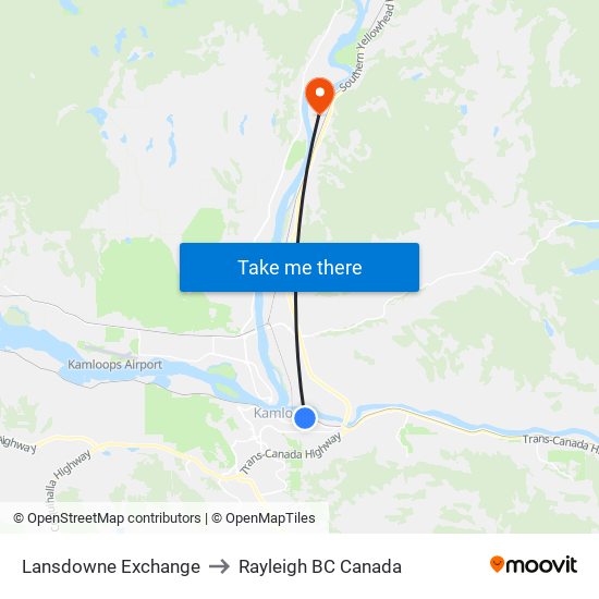 Lansdowne Exchange to Rayleigh BC Canada map