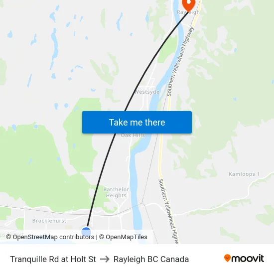 Tranquille Rd at Holt St to Rayleigh BC Canada map