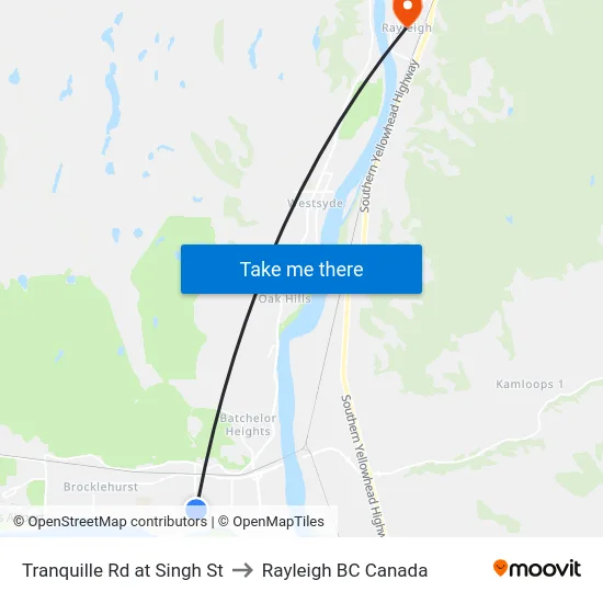Tranquille Rd at Singh St to Rayleigh BC Canada map